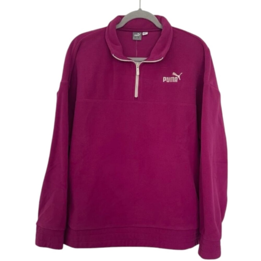 Purple and White Puma Women's Elevated Crew Sweater